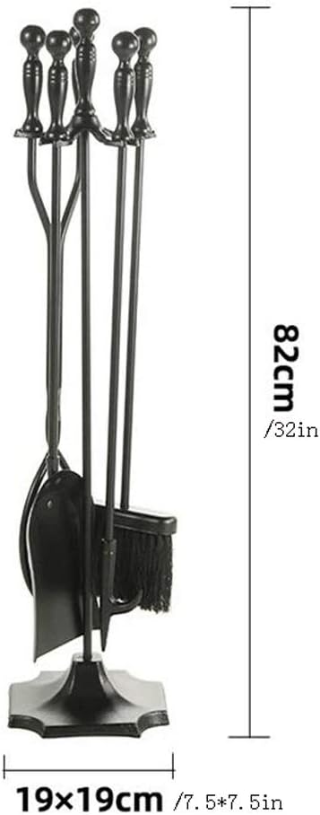 Fireplace Tools Sets 5 Pieces Fireplace Tools Set Heavy Duty Wrought Iron Fire Place Tool Set Fireplace Toolset for Fireplaces, Fire Pits, Hearth Accessories Including Tongs, Shovel, Stand