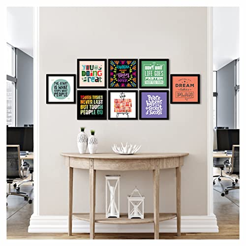 Image of PAPER PLANE DESIGN Motivational Quotes Wall Framed Posters, Office Wall Decor, Inpirational Wall Frames with Quotes.Set of 8 (10 x 10 Inch) (MDF POSTERS)