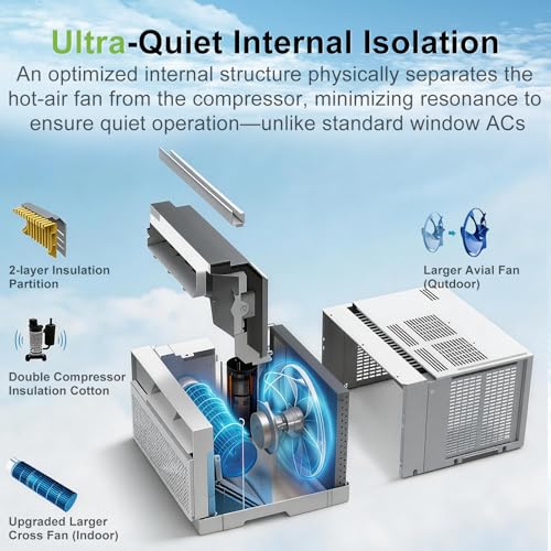 Image of Hykolity 8,000 BTU Smart Inverter Window Air Conditioner WiFi Enabled, Ultra Quiet & Energy Efficient AC Unit, Cools 350 Sq.Ft, with Remote, Cool /Fan /Dry /Auto /Sleep Modes & 24H Timer