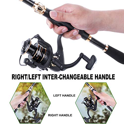 PLUSINNO Angelset Angelrute und Angelrolle Set Kohlefaser Teleskoprute mit Stationärrolle Angelschnur Angelköder Set… – Bild 6