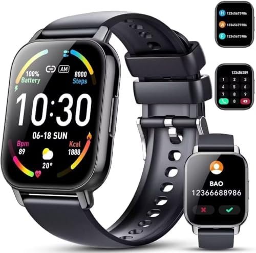 Hoxe Smartwatch Uomo Donna, Effettua/Rispondi alle Chiamate, 1.85" Orologio Smartwatch, 112 Modalità Sportive, Impermeabile IP68, Smart Watch con Monitoraggio del SpO2/Sonno/Contapassi per IOS/Android