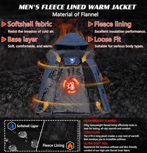 Image of Mens Skiing Jackets Winter Waterproof Snow Jackets Fleece Lined Insulated Heavy Parka Jackets Coats with Hoode