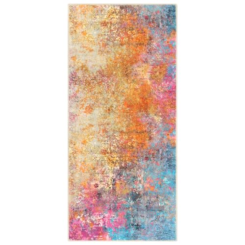 Lahome Modern Abstract Runner Rug - 2x4.3 Colorful Kitchen Long Bathroom Rugs Non Skid Laundry Room Mat, Rainbow Slip Machine Washable Carpet for Bedroom Entryway Doorway 2' x 4.3'