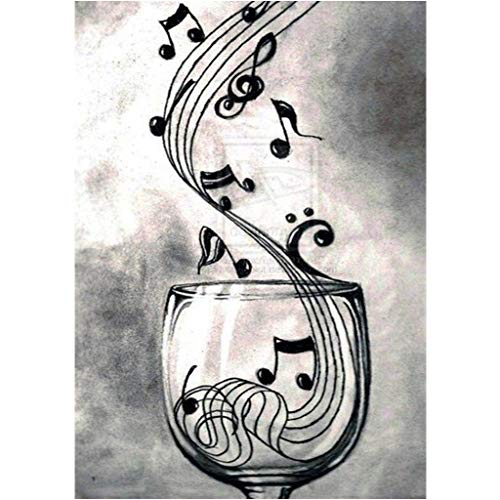 Mentin DIY Diamant Malerei Musik Note 5d Diamond Painting Voll Handgemachtes Klebebild Mit Digitale Sets Schöne Stickerei Malerei Kreuzstich Wanddekoration Cover