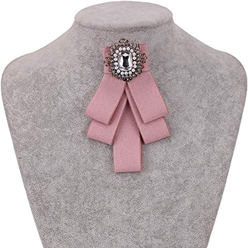 Canjoyn Women Girls Pre Tied Bow Tie Rhinestone Brooch Pin Wedding Party Neck Tie thumb #1