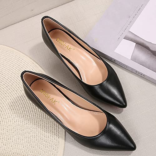 Womens Low Kitten Heel Pumps Pointed Toe Dress Pumps Slip On Office Low Heel Pumps4