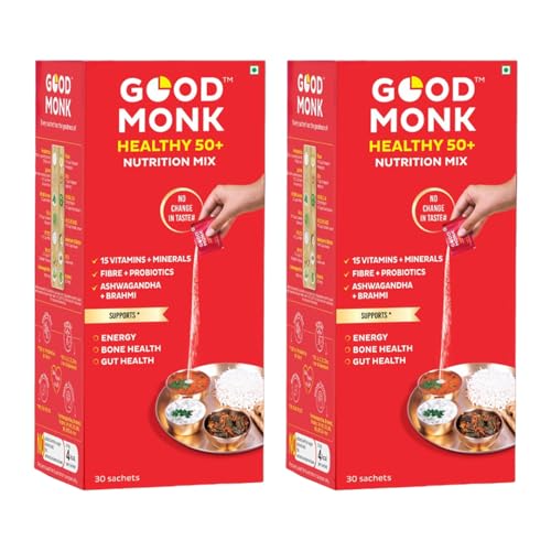 Image of Healthy 50+ Multivitamin for Senior Men & Women | For Energy, Bone & Gut Health | With Probiotics, Fibre, Ashwagandha, Vit. B12, C, D, Iron, Zinc | Add To Food - No Taste Change | 60 Sachets