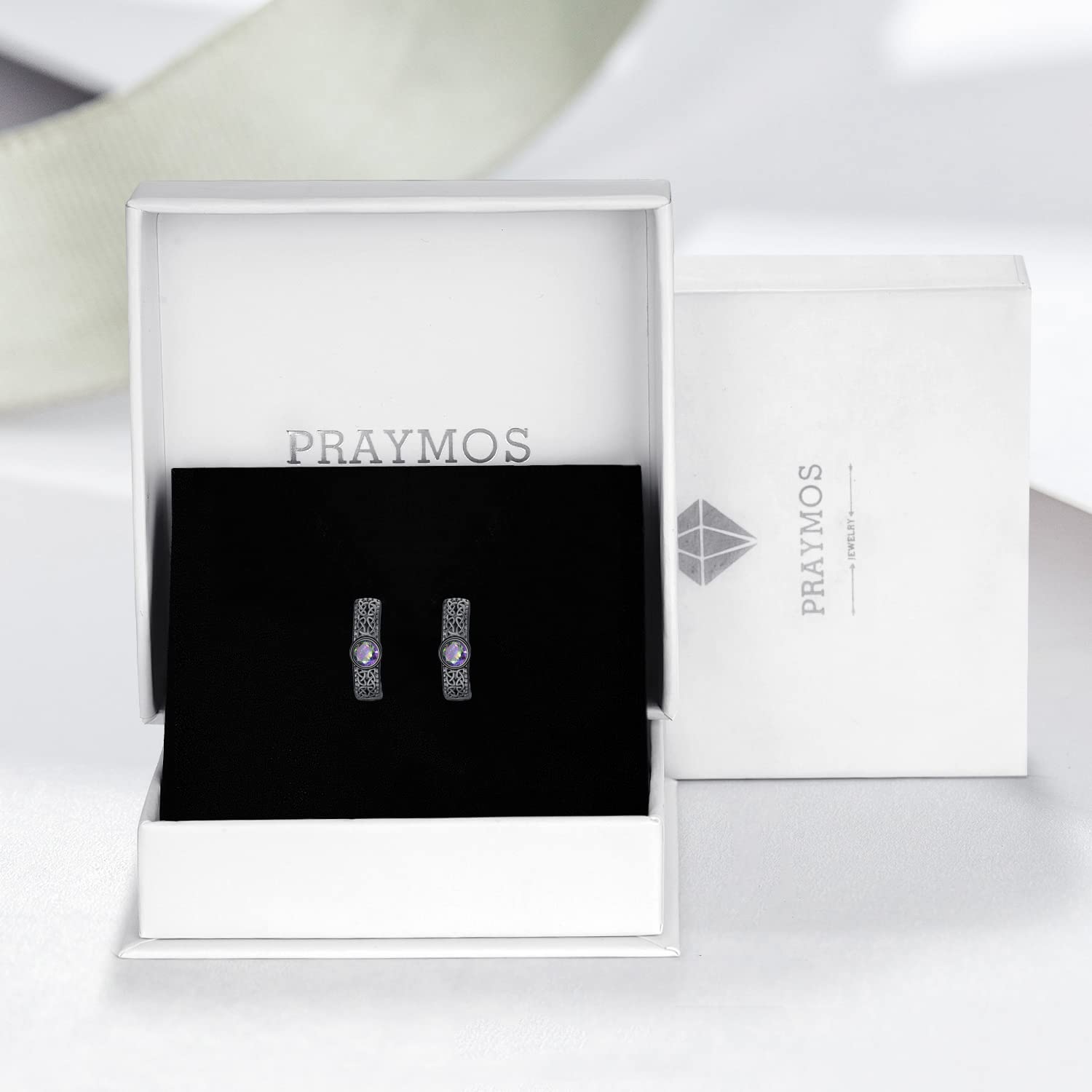 Unisex Hoop Earrings 925 Sterling Silver Small Black Sleeper Earring Hypoallergenic Huggie Earring Jewellery Gifts for Men Women