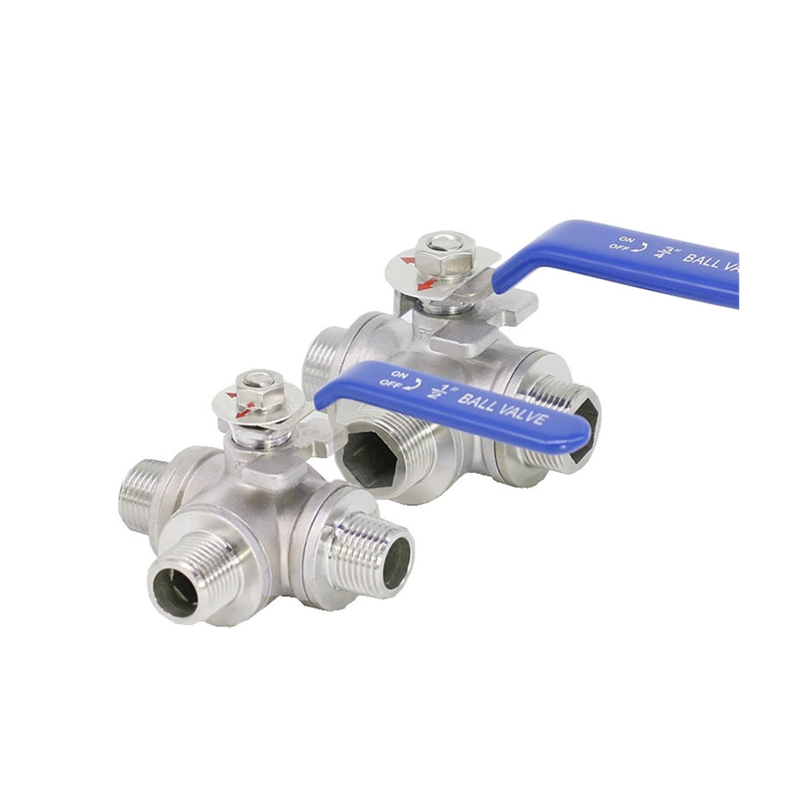 Valvola a sfera con maniglia in acciaio inossidabile 304 da 1/2" e 3/4" con filettatura maschio BSP, valvola a sfera a tre vie(3/4",T Type)