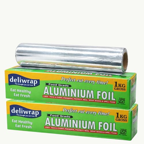 Image of 500g Food Grade Aluminium Foil | ISI Certified | 18 Micron Thick | Ideal for Wrapping, Packing, Cooking, Baking | Silver Foil Roll for Kitchen Use | Safe Aluminum Foil | Pack of 2