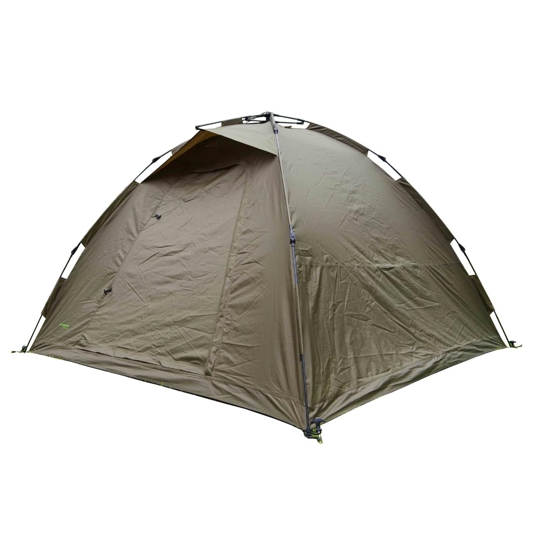 MK-Angelsport Ruck Zuck Fast Standup 2-Mann I Schnell aufzubauendes Karpfenzelt mit Bodenplane, wasserdichtem Material, Stabiler Aluminium-Konstruktion & Moskitonetz I inkl. Gummihammer