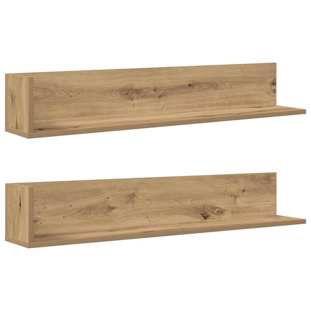 vidaXL Wandregale 2 STK. Artisan-Eiche 100x16,5x16,5 cm Holzwerkstoff