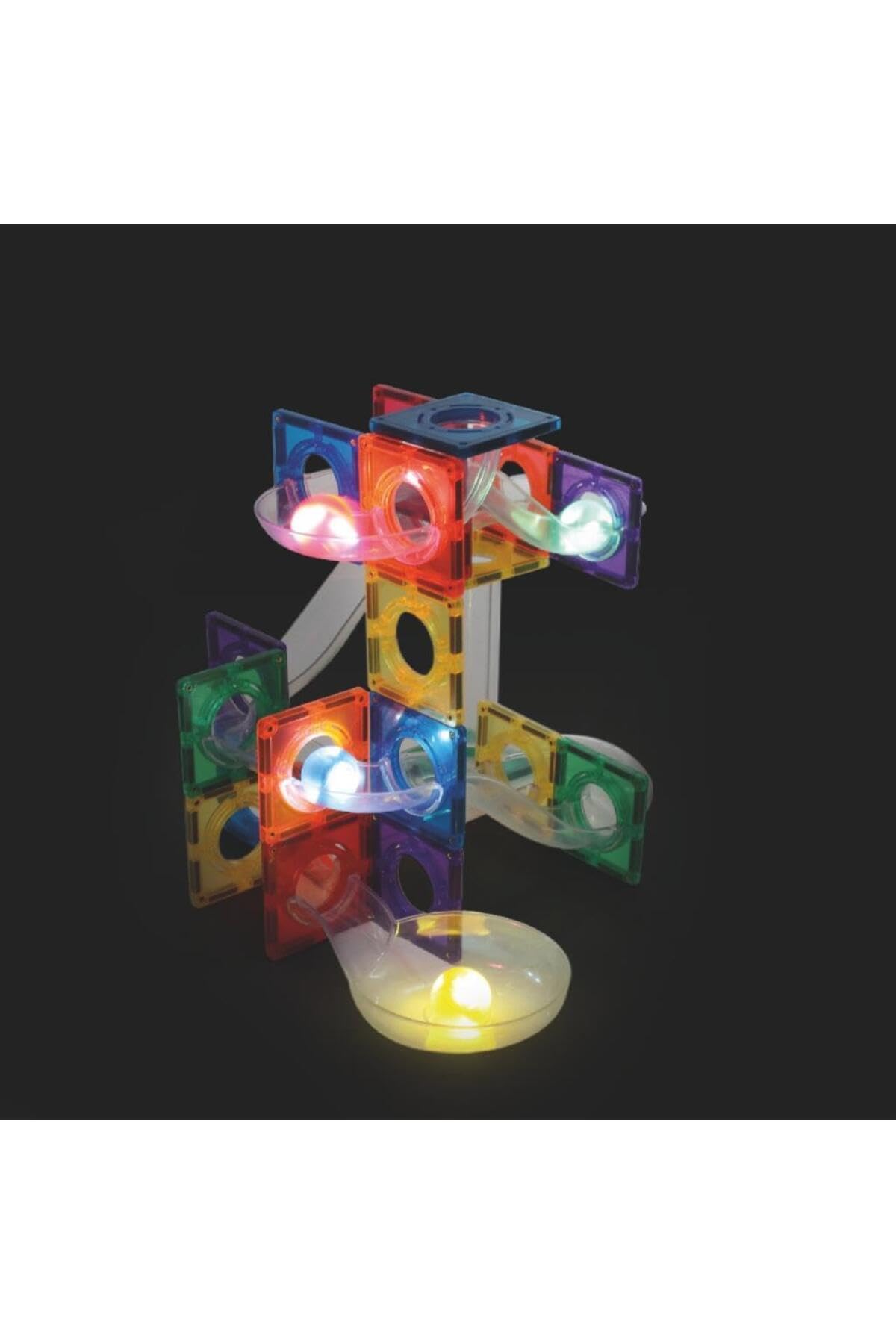 Kugelbahn-Lichteffekt-Bausatz in Knallfarben 100 Teile, langlebiges Magnetspielzeug mit Licht, Robustes Lernspielzeug, erweiterbare Sets, für Kinder ab 3 Jahren