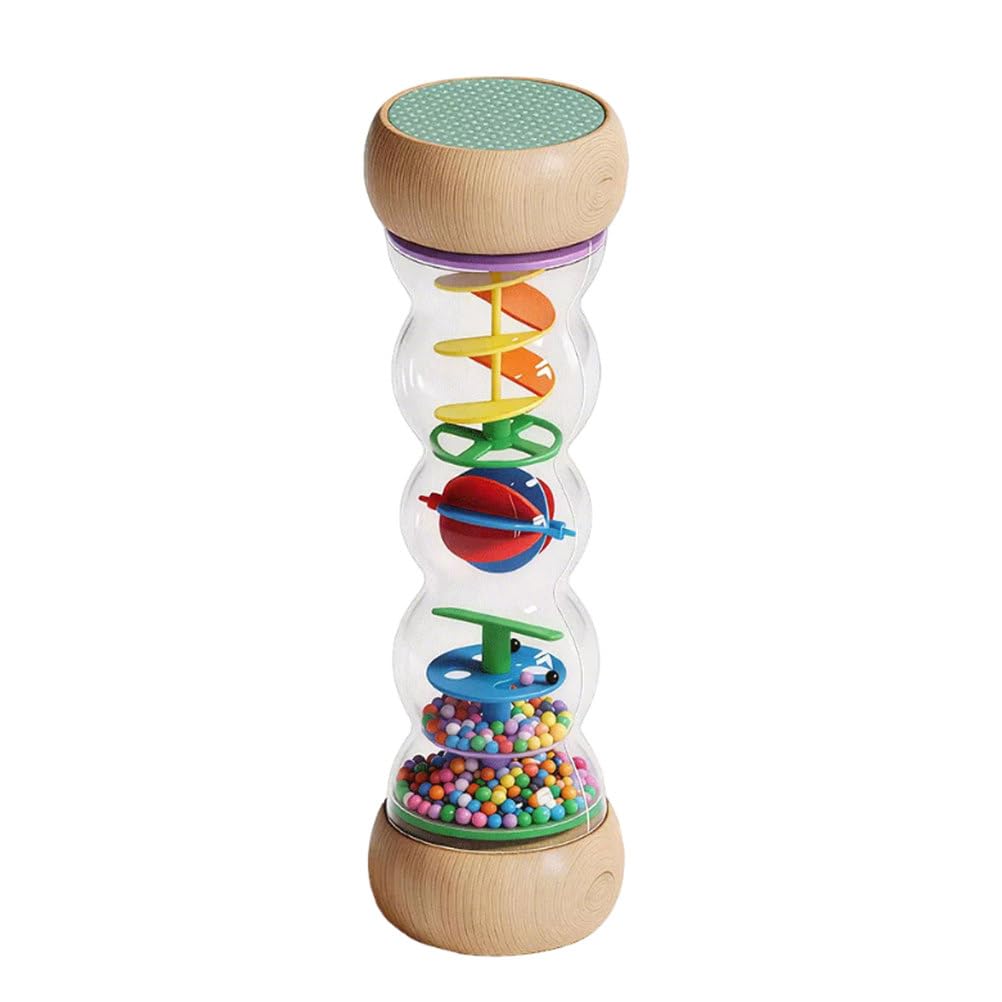 ttnmrc Montessori Wooden Rainmaker Shaker Toy, Rain Stick Rattle Instrument, Sensory Learning Toy, Percussion Musical Toy