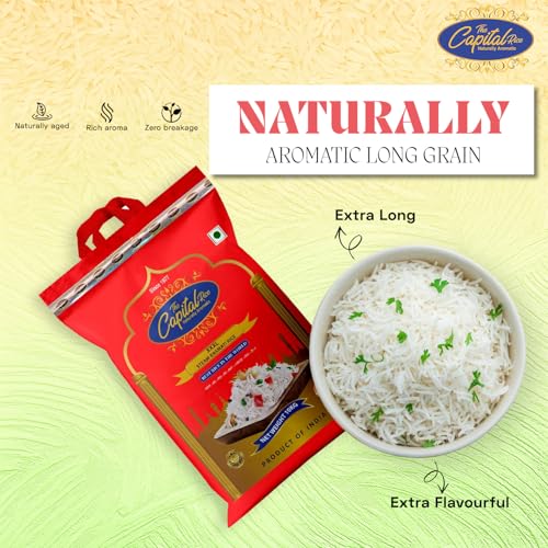 Image of The Capital XXXL Basmati Rice - 10Kg | Extra Long Grain Steam Rice | Naturally Aromatic, Fluffy & Non-Sticky | Ideal for Biryani, Pulao & Daily Meals