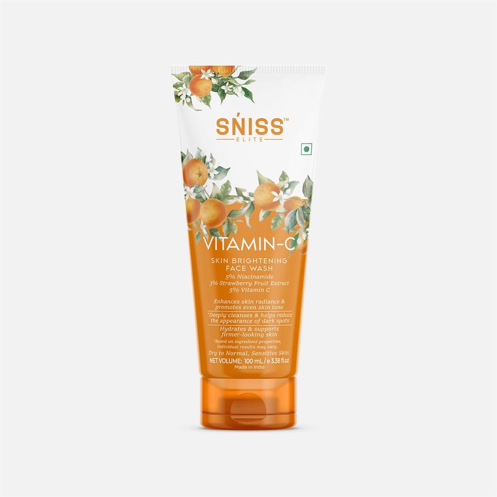 SNISS Elite Vitamin C Face Wash for Skin Brightening | Face Cleanser with Niacinamide & Strawberry Extract | Deep Cleansing for Dry to Normal & Sensitive Skin (100ml)-image-25