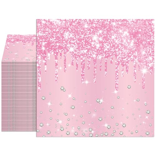 40 PCS Light Pink Napkin Disposable Pink Diamond Theme Birthday Party Decor Paper Napkins for Girls Women Birthday Wedding Bridal Shower