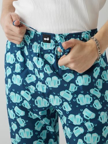 Image of Bewakoof Men's All Over Printed Regular Fit Poplin Cotton Pyjamas
