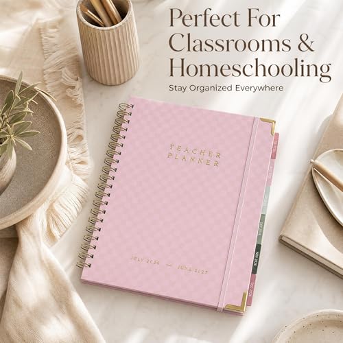 Image of Aesthetic Teacher Planner For The 2026-2027 Academic School Year | All Incl. 8.5 inch X 11 inch Lesson Plan Book Supplies - Easily Organize Your Daily, Weekly & Monthly Classroom /homeschool Schedule