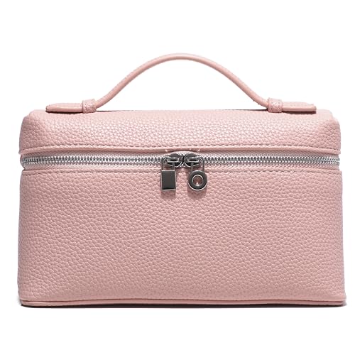 Rejolly Bolsa tiracolo feminina de couro real L19 bolsa de ombro de designer com alça superior silenciosa, luxuosa, estilo moderno, Rosa claro