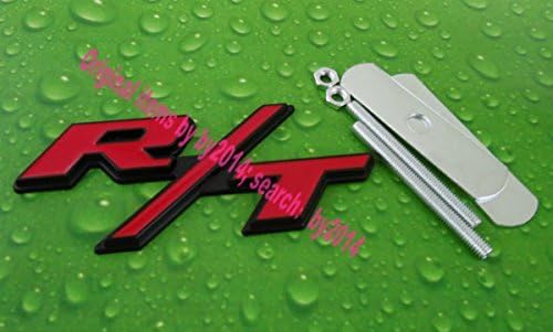 Auto Metal Red & Black RT R/T Front Grille Grill Badge Emblem