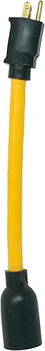 Miniatura 2 de Coleman Cable - Adaptador de cable de generador de 5-15P a L5-20R 9 pulgadas calibre 123 color amarillo