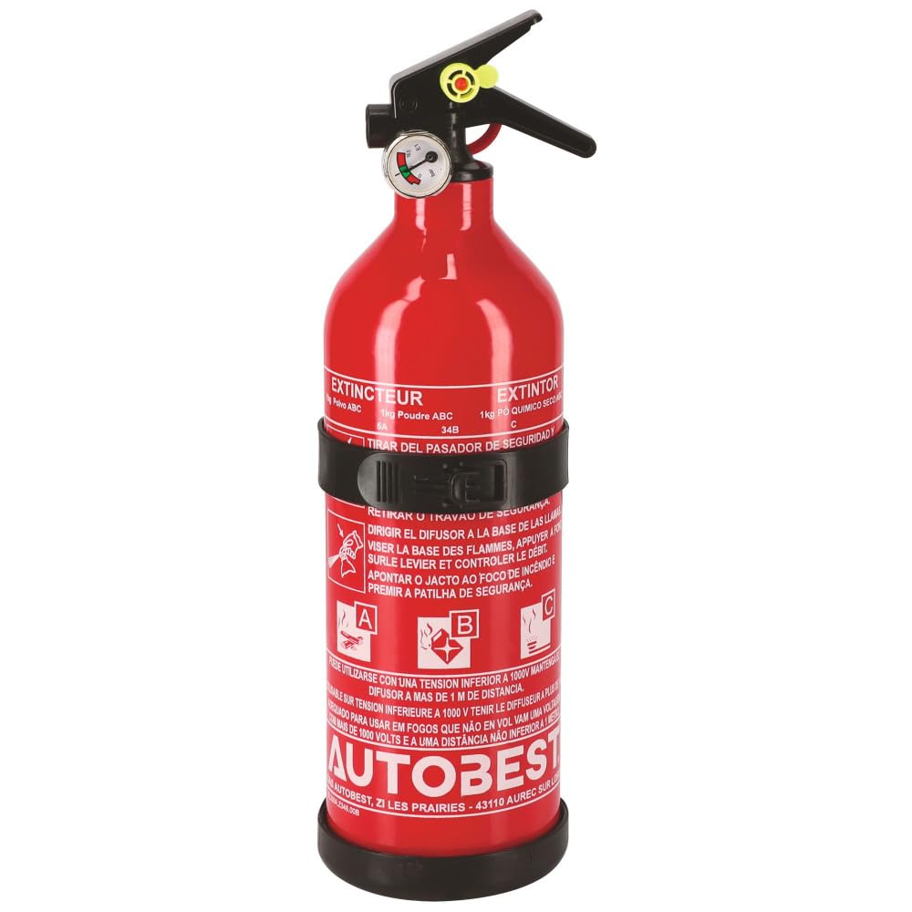 Autobest Extincteur 1kg à Poudre ABC Classes de Feux