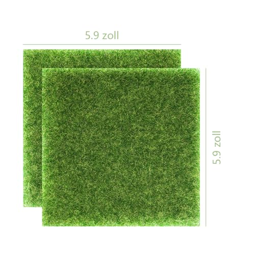 Dreamil Mini-Kunstrasen DIY 2 Stück Rasenteppich 15 x 15cm Miniaturgarten Künstliche Moos Miniatur Moos Deko für Basteln DIY Mikrolandschaft Puppenhaus