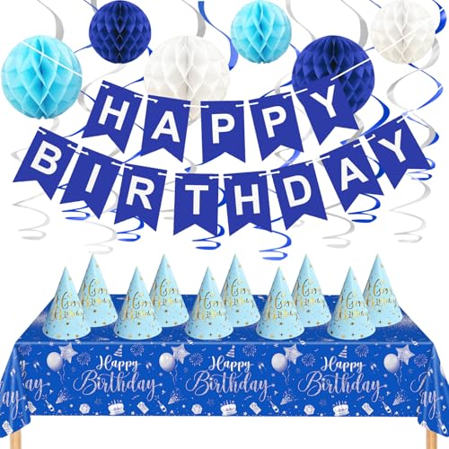 Save 50% on Blue Birthday Decorations Kit with Banner & Honeycombs