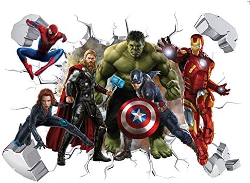 LARIAU 3D New Avengers Wall Stickers Spiderman Wall Decal for Bedroom Living Room Hotel Decor Size40X60cm, (LX10-X01)
