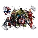 FANG LIAN Avengers Wall Decals Superhero Wall Stickers Cartoon Wall Art for Kids Room Bedroom Wall D