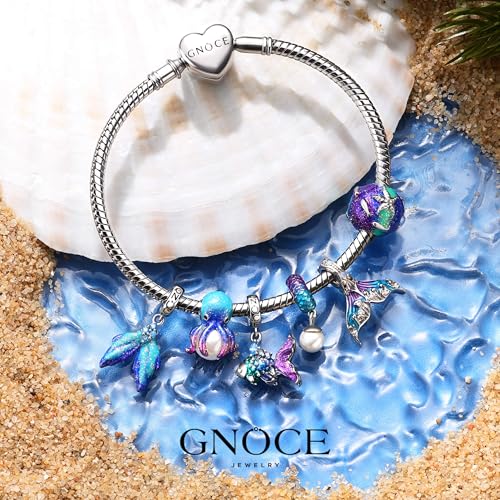 Image of GNOCE Ocean World Cute Animal Charm Beads,925 Sterling Silver Dangle Charms Fit Bracelets & Necklace, Hand-Finished Keepsake Travel Jewelry Gift for Women Men BBF