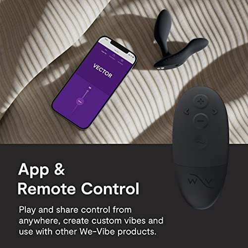 Image of We-Vibe Vector+ Vibrating Butt Plug Adult Sex Toy | Silicone Perineum & Prostate Massager Male Sex Toy | Long Distance App & Remote Control Anal Vibrator | 10 Modes Anal Plug for Couples | Black