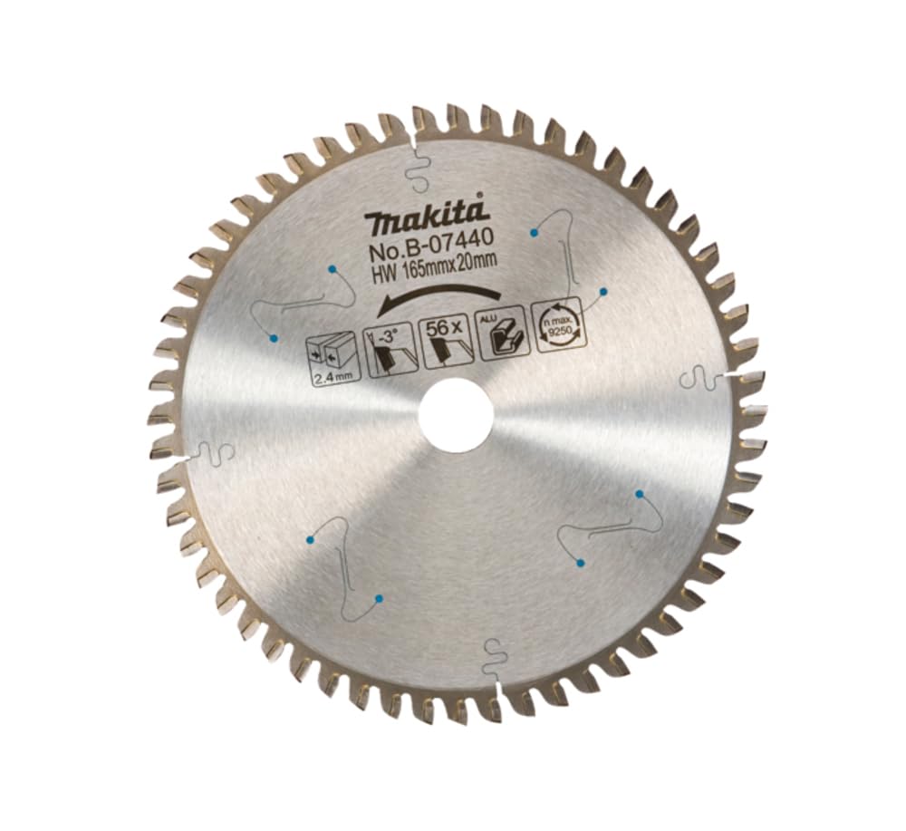 Hoja de sierra circular Makita B-07440 TCT 165x2,4x20mm 165x2,4x20mm 56T 3° Aluminio