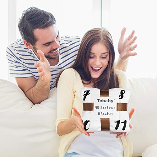 Baby Monthly Milestone Blanket Boy - Bear Newborn Month Blanket Unisex Neutral Personalized Shower Gift Woodland Nursery Decor Photography Background Prop With Frame Large 51''X40'' #TOP5