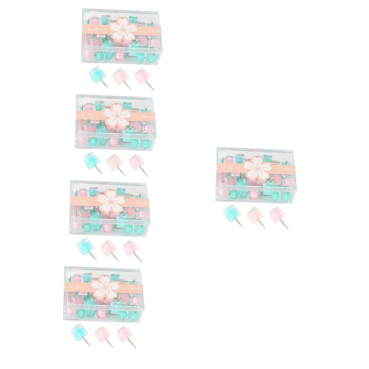 STOBOK 200stücke Titel Bunte Push-pins Quadratische Kopf-dekorative Pinnwand-nadeln Für Fotos Karten Und Notizen Klarsichtbox