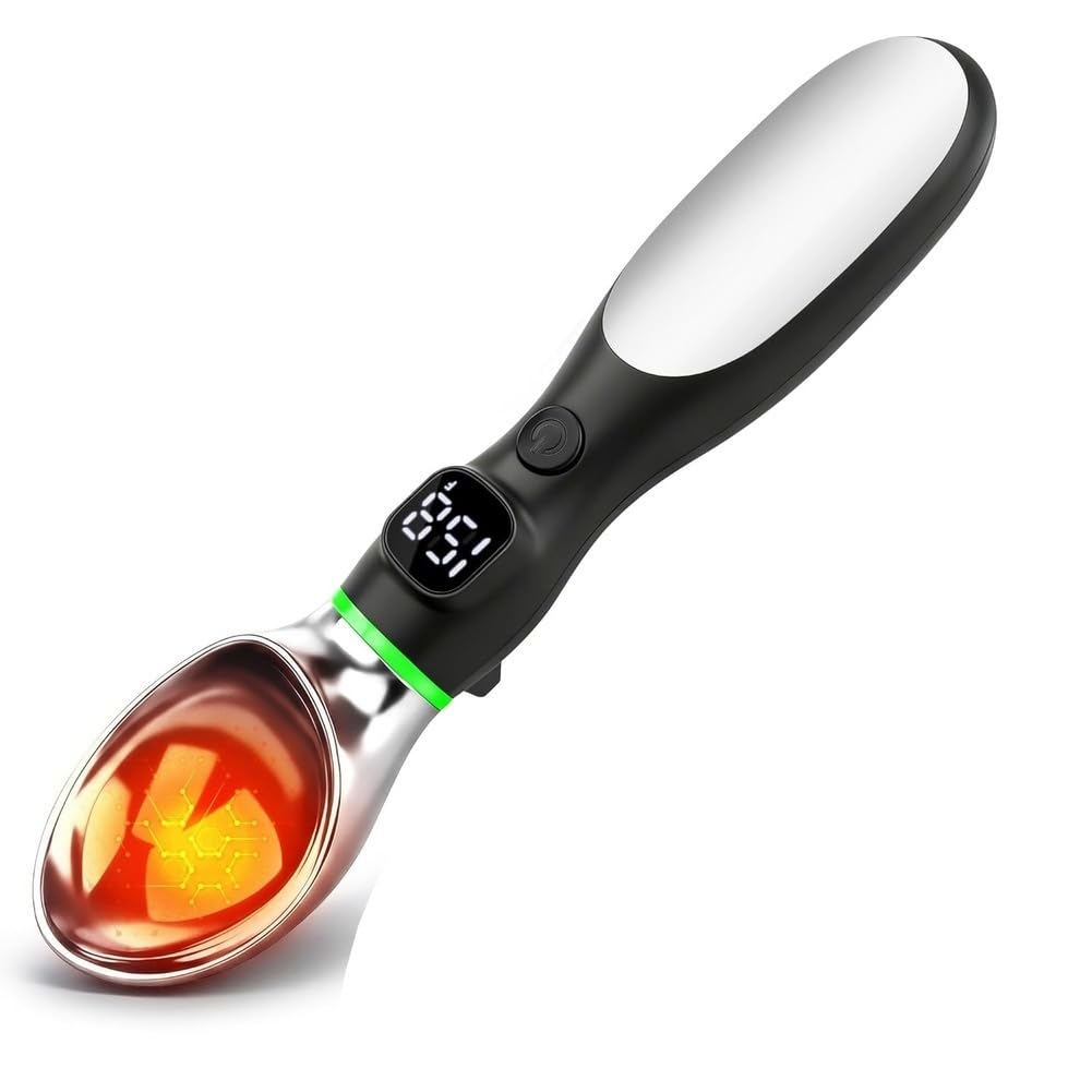 Cuillère à Glace Chauffante, Cuillère à Glace Électrique Rechargeable avec Affichage LED, 3 Niveaux de Chaleur 122°F/140°F/158°F
