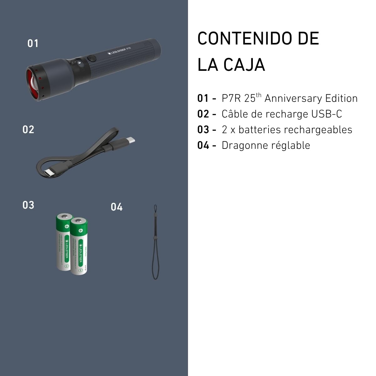 Ledlenser P7RLampe torche rechargeable, 25e anniversaire, 2000 lm, IP68 | Batterie supplémentaire incluse, autonomie doublée, portée 320 m, 4 modes d'éclairage, USB-C, idéale pour l'outdoor
