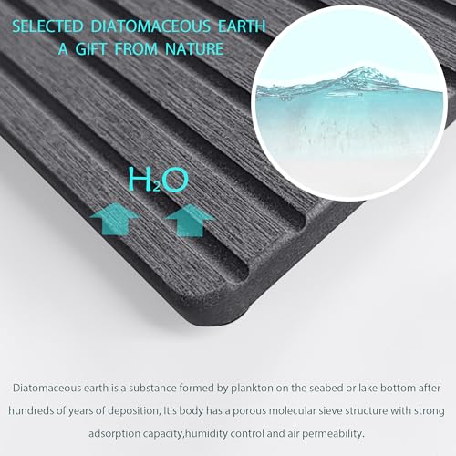 Image of NiuYichee 2 PCS Water Absorbent diatomite Coasters, 9.5 inch x 4 inch Water Absorbing Stone Tray for Sink, Stone Drying mat for Kitchen Counter, Stone soap Tray Used for Hand Soaps & toiletries & Plants