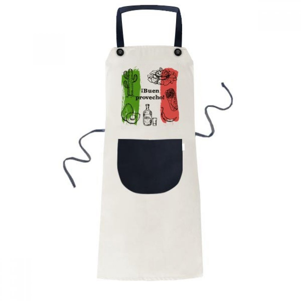 Tablier de cuisine cactus beige réglable avec motif drapeau