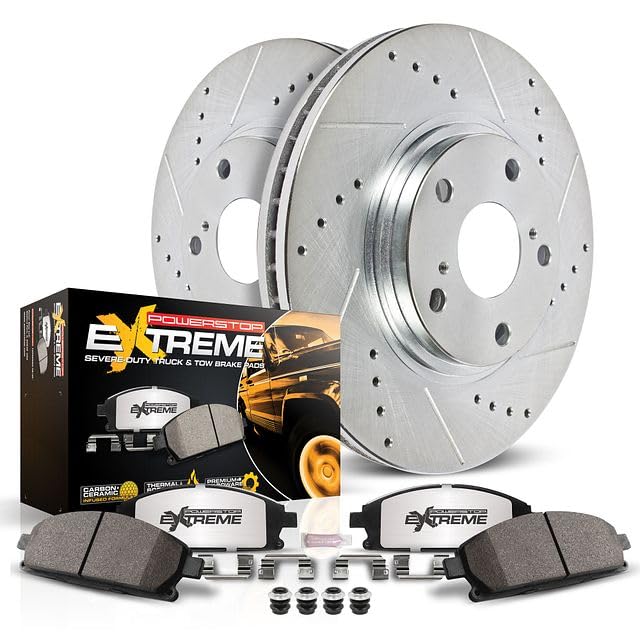Power Stop Rear Brake Kit For Chevrolet Colorado 2023, GMC Canyon 2023 [Model Specific] Z36 Truck & Tow Carbon-Fiber Ceramic Brake Pads with Drilled and Slotted Rotors K9210-36-image-25