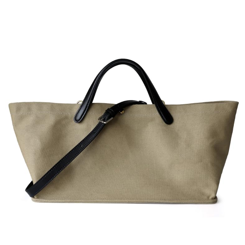 Big Bags Splicing Leather Canvas Tote