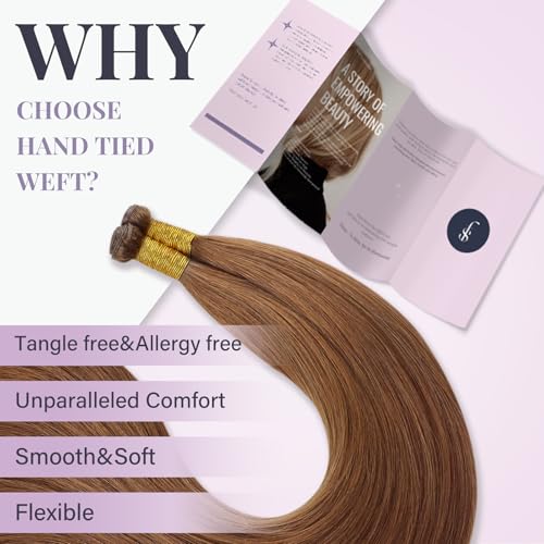 Fshine Weft 22 Inch 60g Auburn Sew in Human Hair Extensions Real Human Hair Weft Hair Bundle Remy Human Hair Extensions - Image 3