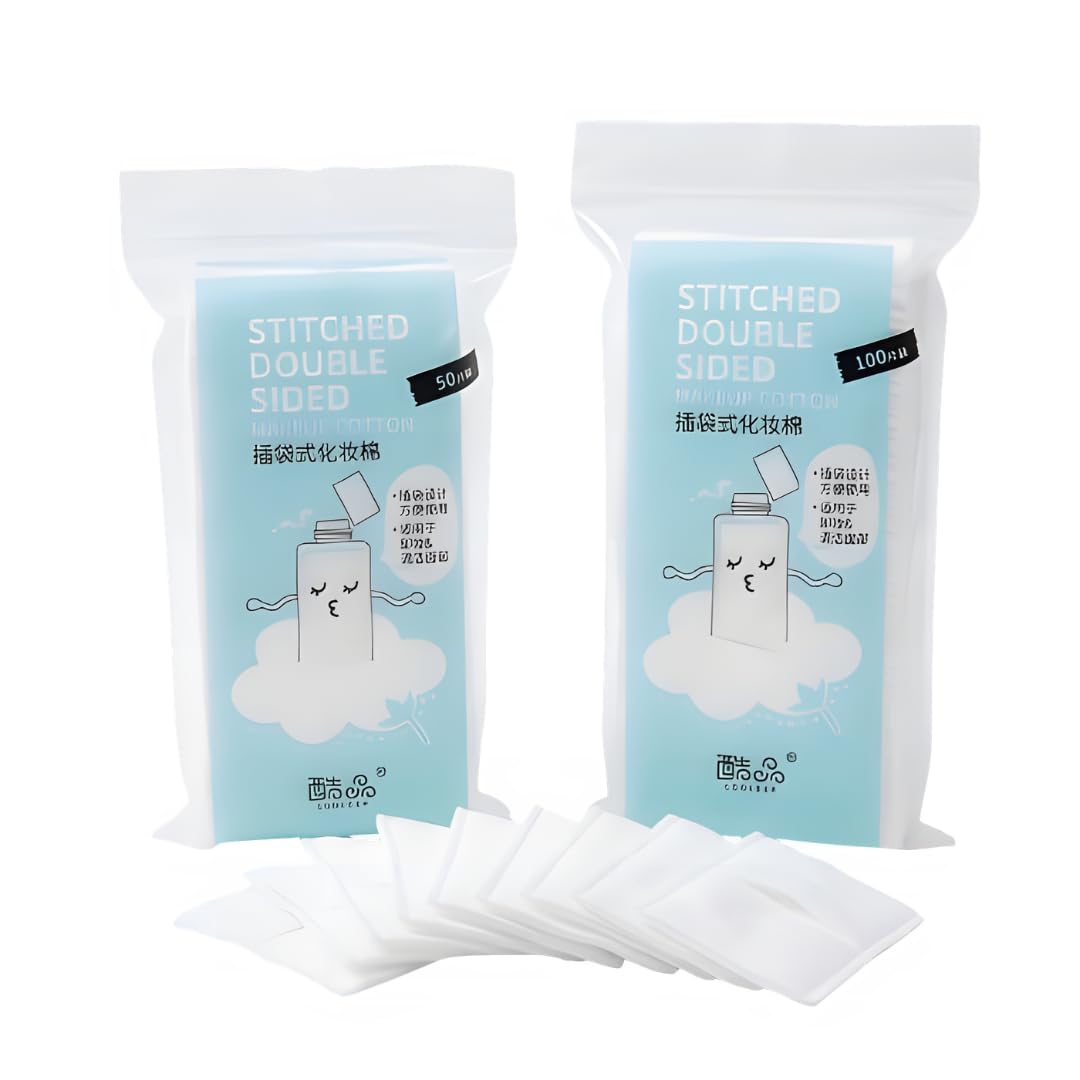 Pocket Style Cotton Pads for Face & Makeup Removal, Stitched Double Sided, Soft pads for Cleansing, Toner & Nail Polish Removal for Women & Skincare, Pack of 2 (50 pieces-pack of 2)-picture-50