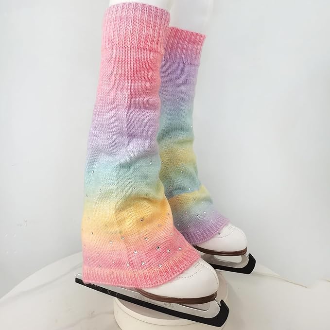 Figure Skating Leg Warmers Colorful Knit Design One Size Fits All Thermal Protection for Women and Kids Training4