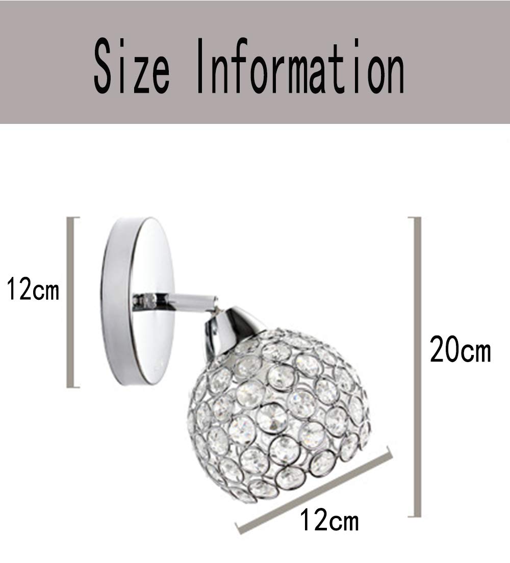 WXKAGF Lámpara de Pared Moderna de Cristal Cromado para Interiores, lámpara de Noche para Dormitorio con Pantalla Redonda, lámpara de Pared Decorativa Ajustable con Cuello de Cisne, iluminación