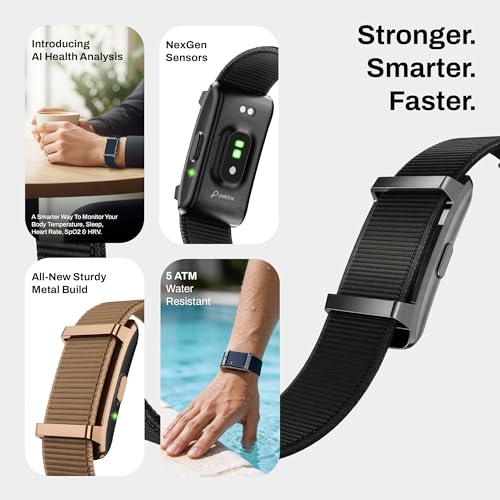 Pebble Qore 2 Smart Band Heart Rate | SpO2 | HRV | Body Temperature Monitoring | Sleep Tracker | 5ATM Water Resistant | Multiple Sports Modes | Premium Metal Body (Lunar Brown) preview 2