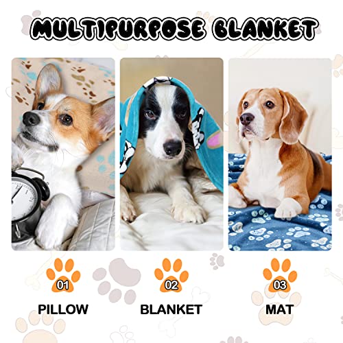 Rezutan Premium Dog Blankets for Large Dogs & Cat Flannel Blanket Washable, Soft Pet Throw Cover for Kennel Crate Bed, Cute Paw Pattern,41x31 inch, Blue/Beige/Navy Blue - Image 8