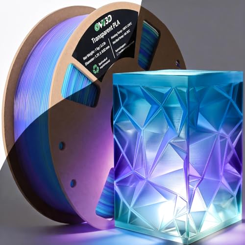 Image of OVV3D Transparent PLA Filament 1.75mm, Multicolor Translucent 3D Printer Filament, Clear PLA Blue Green Purple Gradient Color Change, Spool 1KG, + /- 0.02 mm, Fit Most FDM 3D Printers