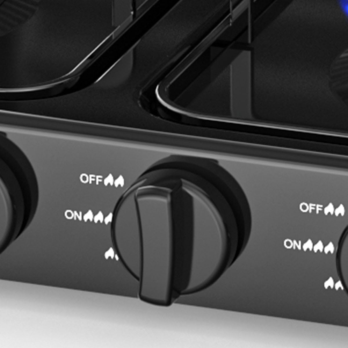 INTEC - Réchaud à gaz 4 feux 8800W Plaque de cuisson gaz portable Noire Gaz Butane ou Propane Bruleurs inox